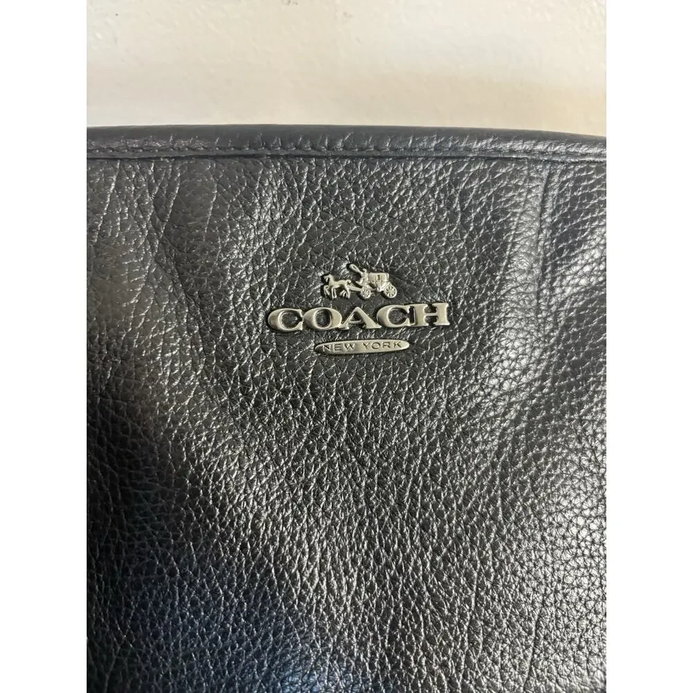 Coach Mickie Tote Black Pebbled Leather F34039 Shoulder Hobo Tote Gunmetal - Picture 7 of 12